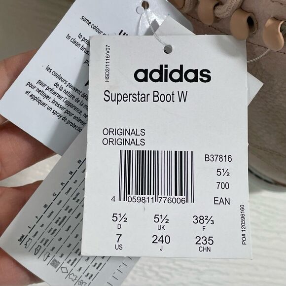 NWT Adidas Super Star Pink Boots Women’s Size 7‎ High Top Leather B37816 Shoes - Picture 9 of 12